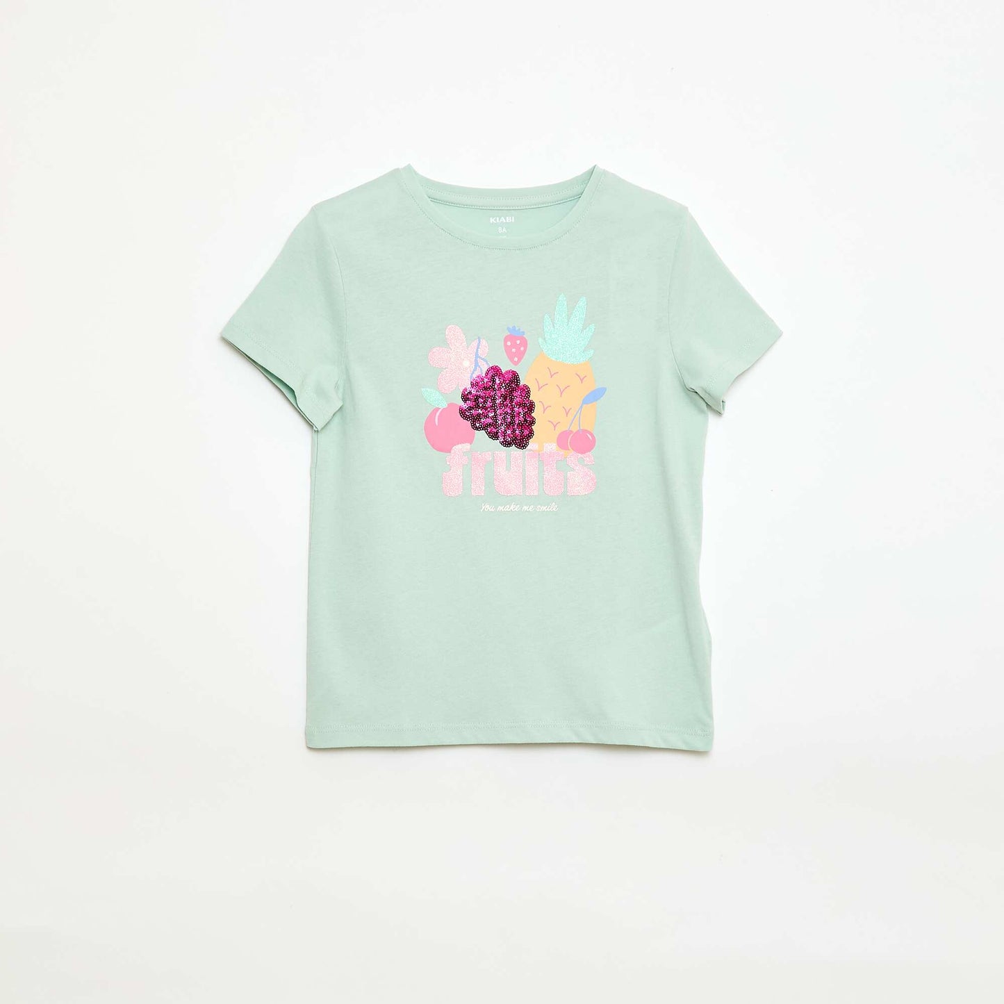 Short-Sleeved T-Shirt with Sequin Design GREEN