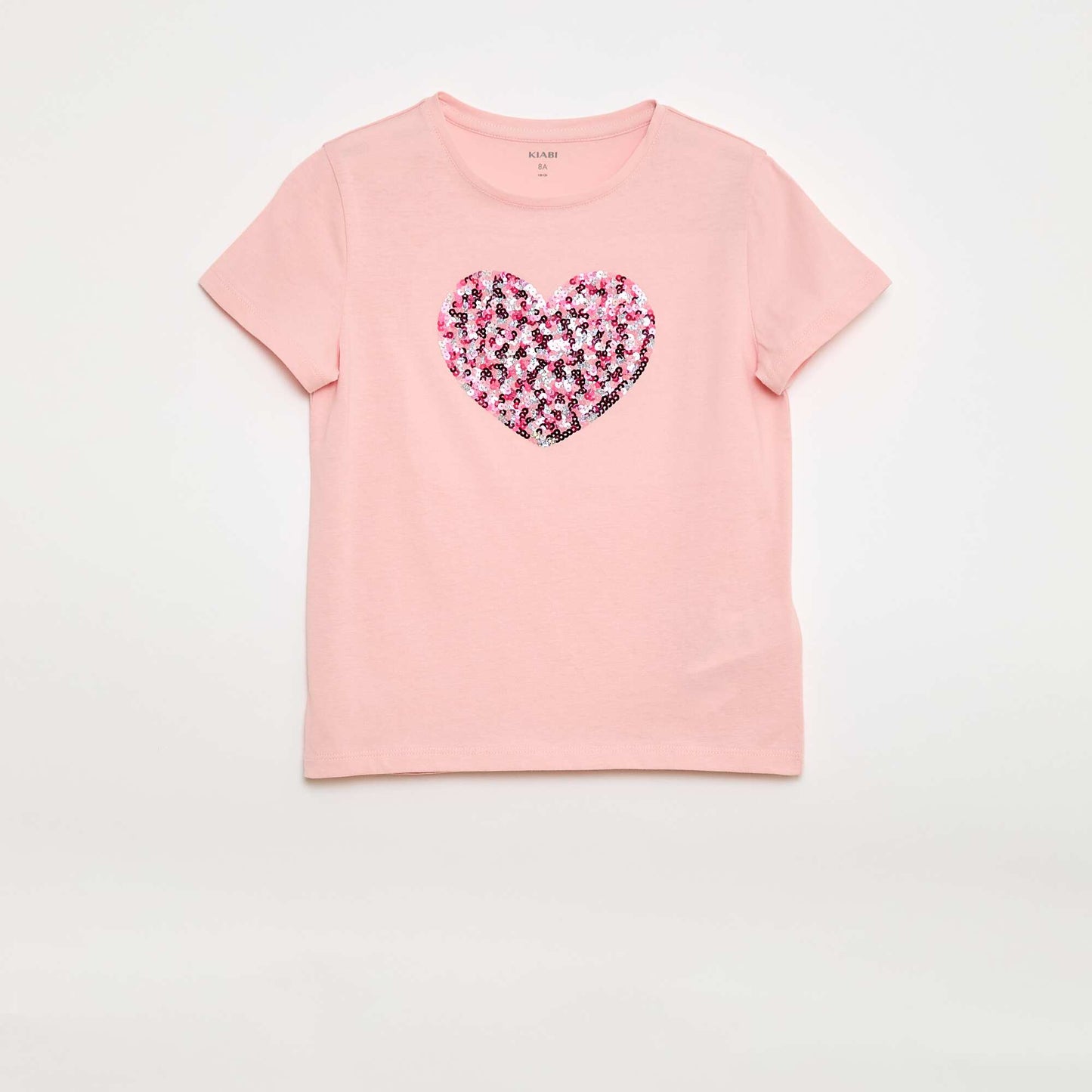 Short-Sleeved T-Shirt with Sequin Design PINK