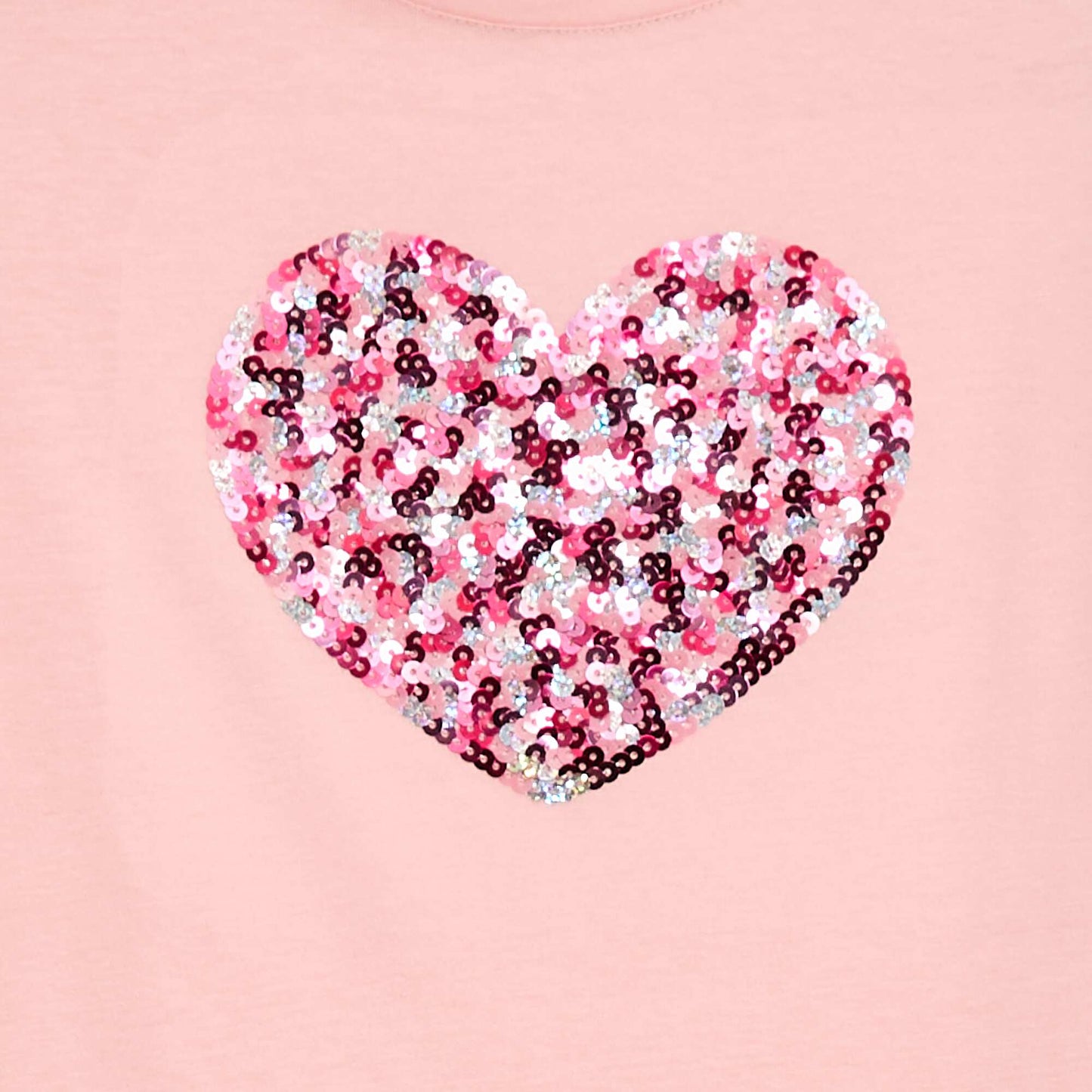 Short-Sleeved T-Shirt with Sequin Design PINK