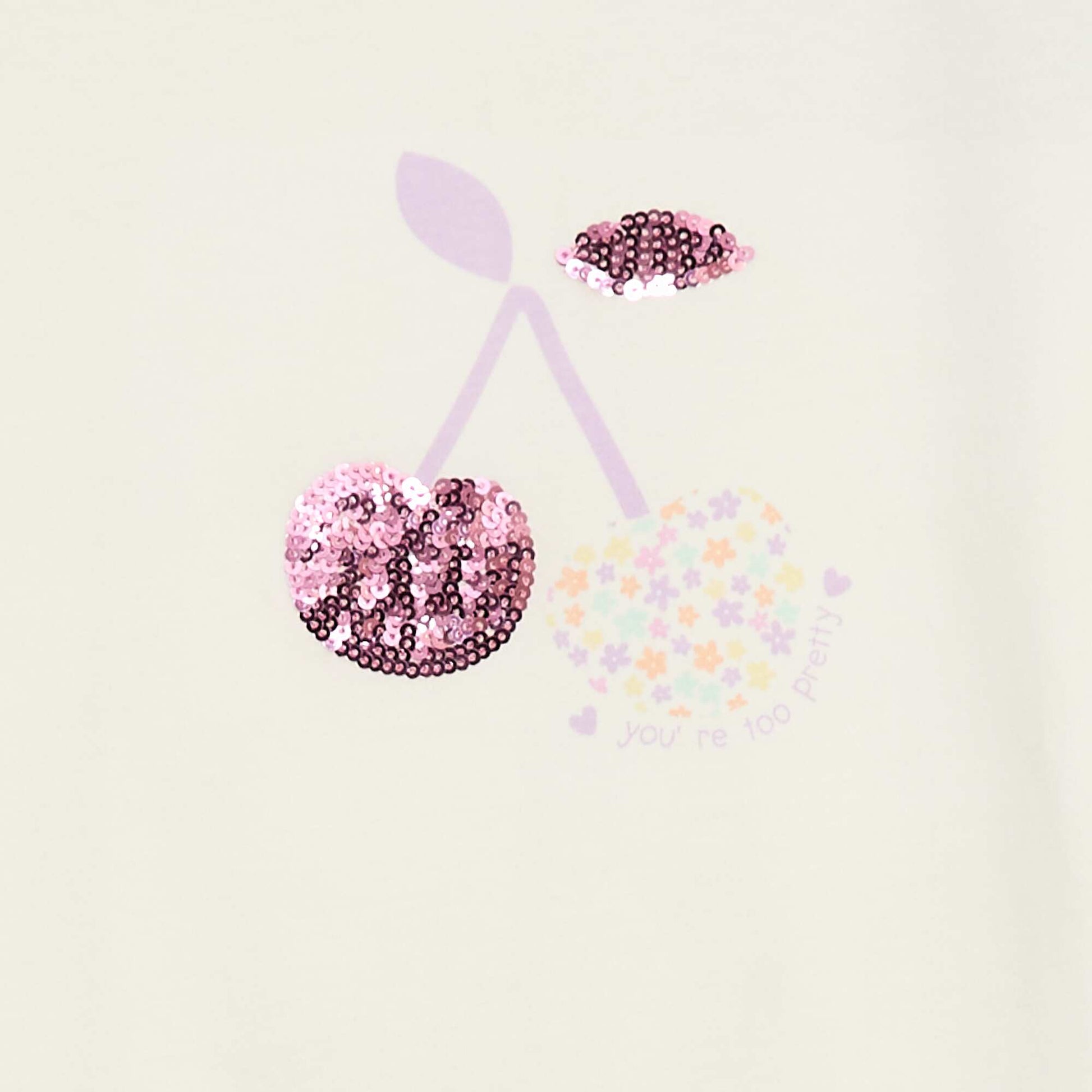 Short-Sleeved T-shirt with Sequin Design WHITE