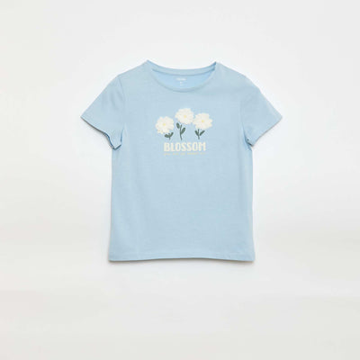 Short-sleeved T-shirt with sequin design BLUE