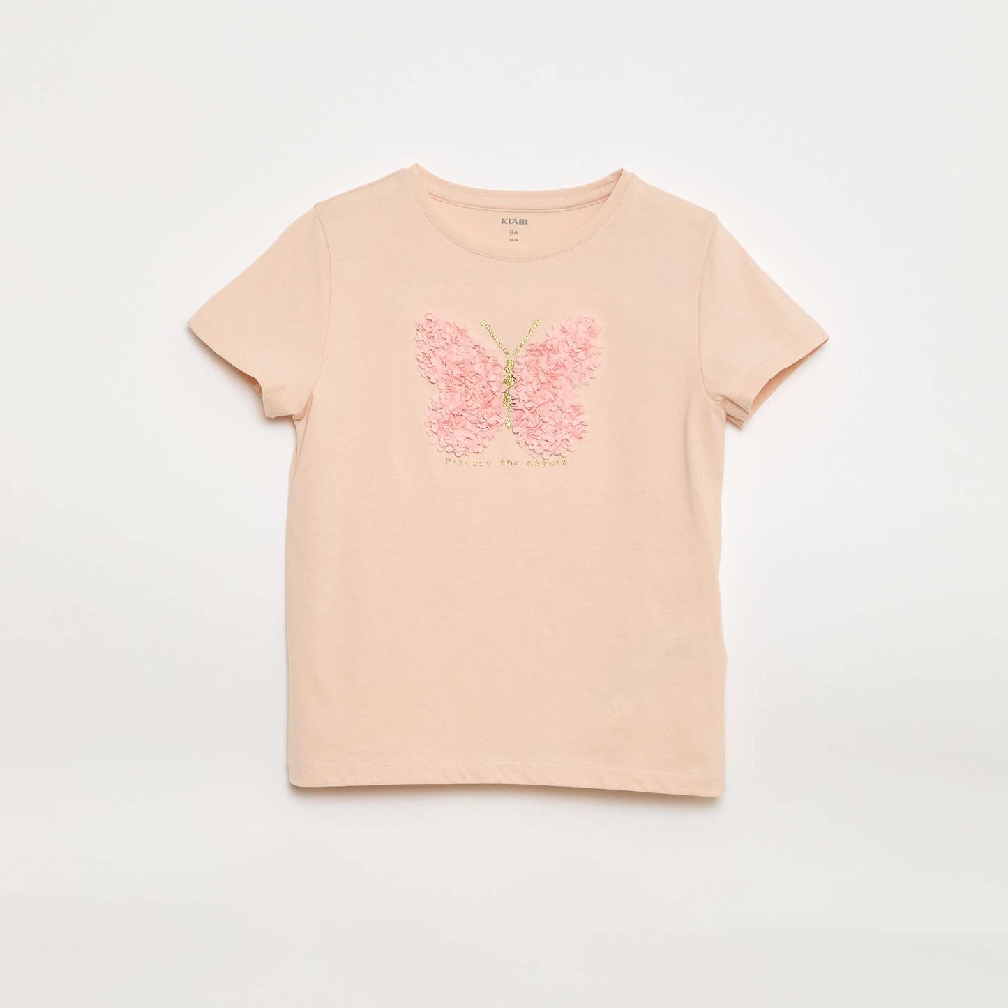 Short-Sleeved T-Shirt with Sequin Design PINK