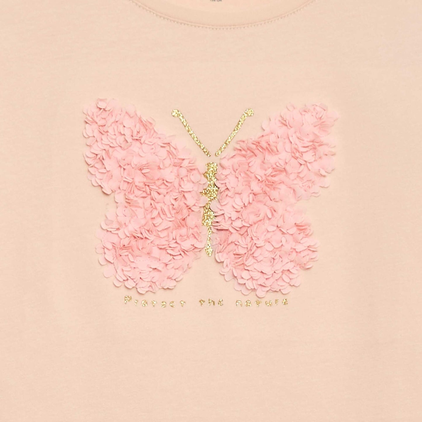 Short-Sleeved T-Shirt with Sequin Design PINK