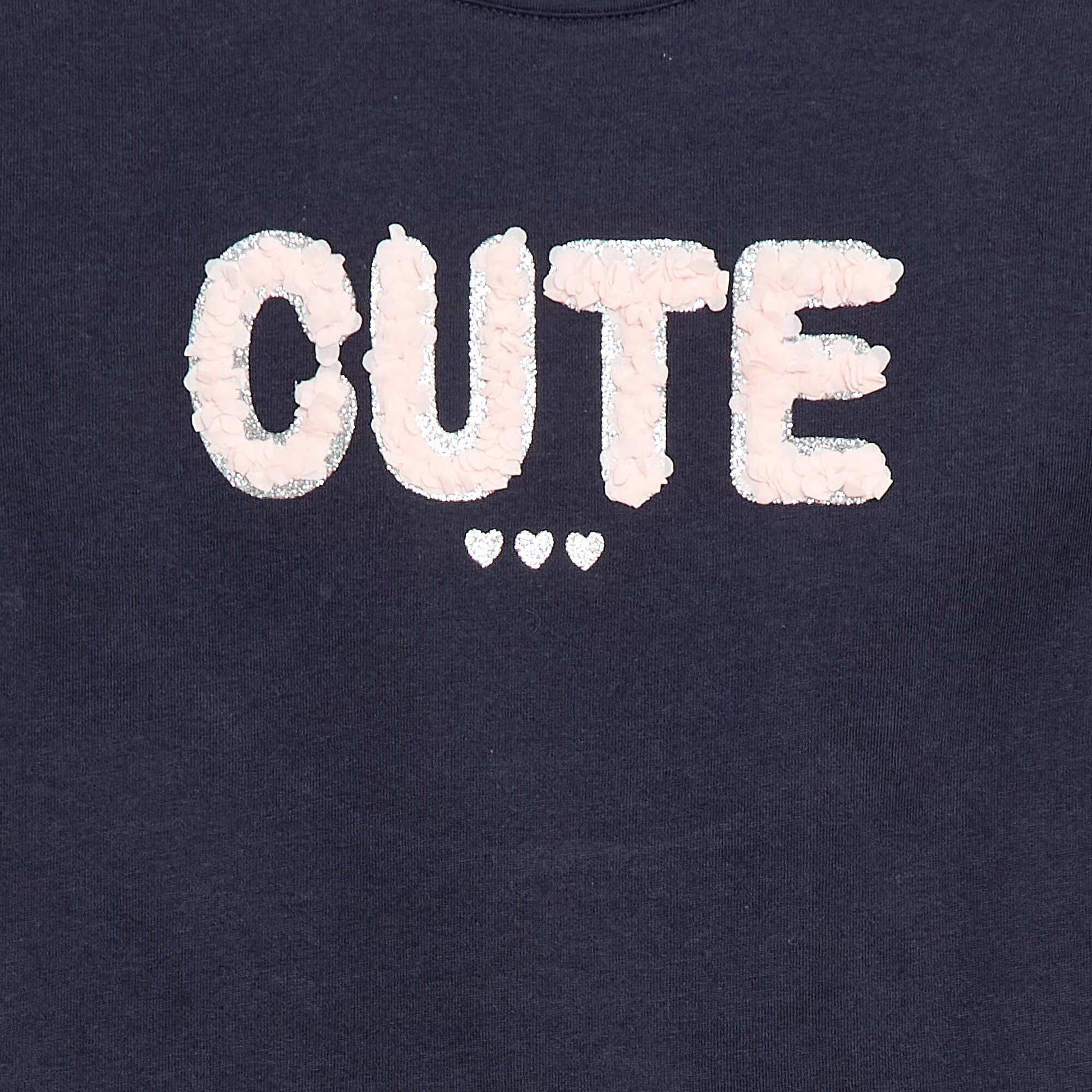 Short-sleeved T-shirt with sequin design BLUE
