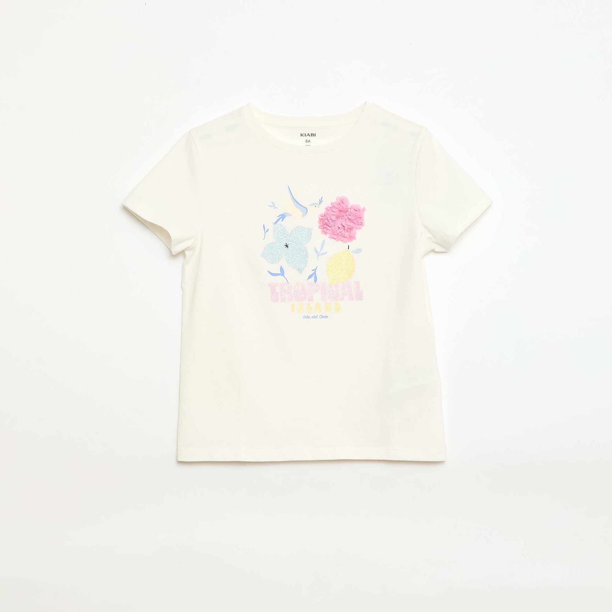 Short-sleeved T-shirt with sequin design WHITE