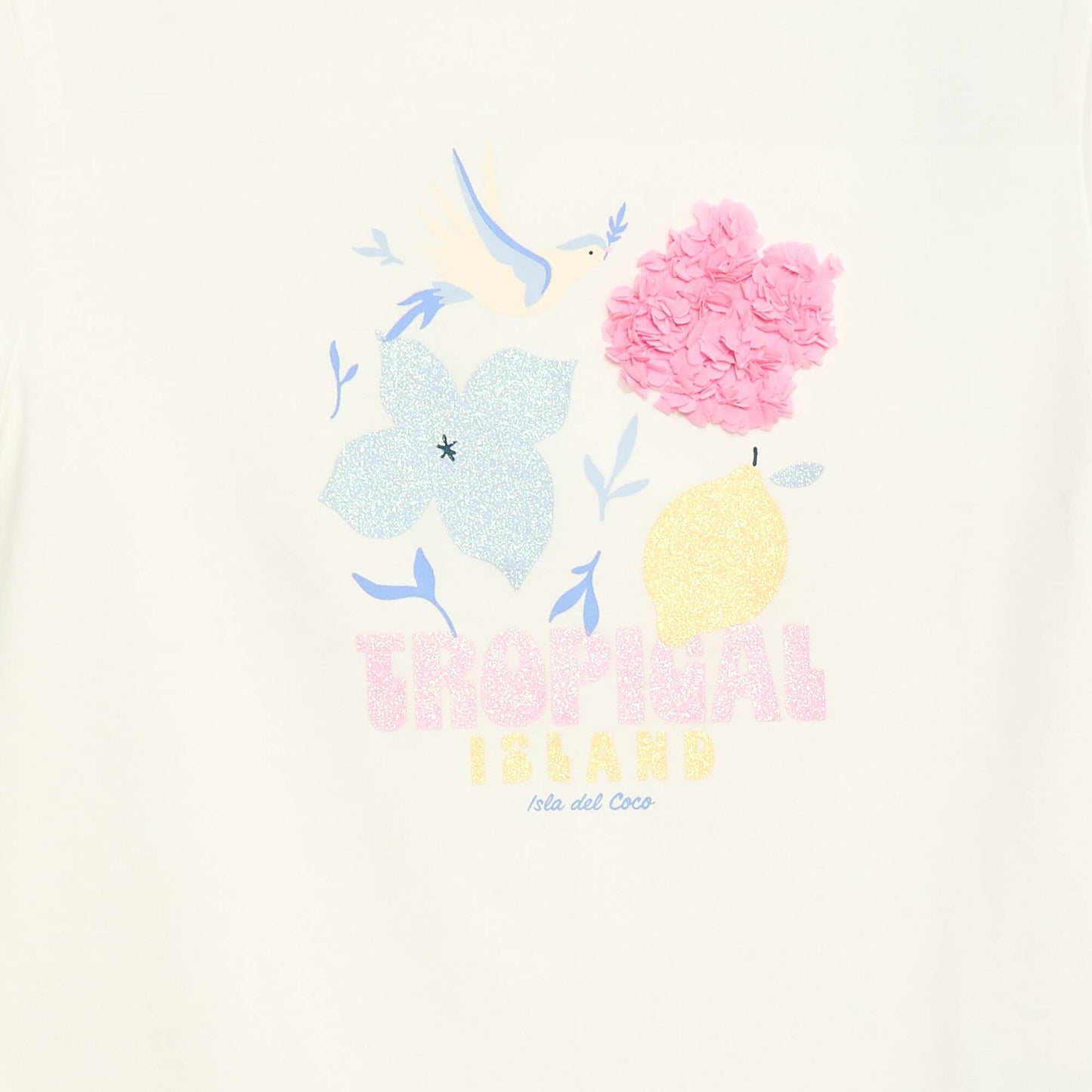 Short-sleeved T-shirt with sequin design WHITE