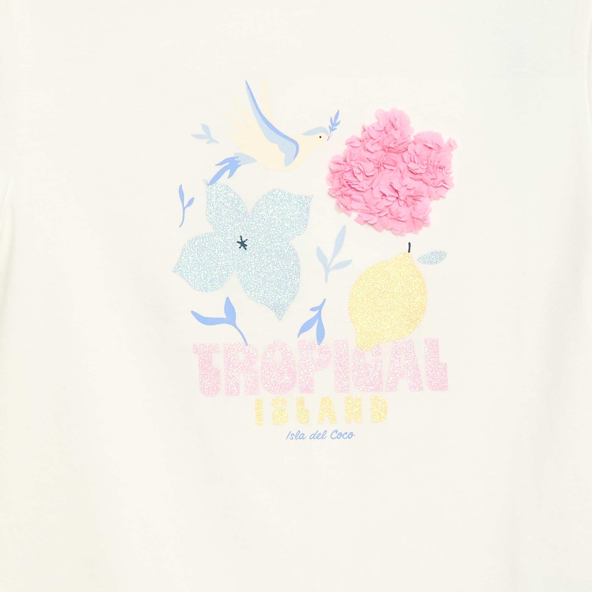 Short-sleeved T-shirt with sequin design WHITE