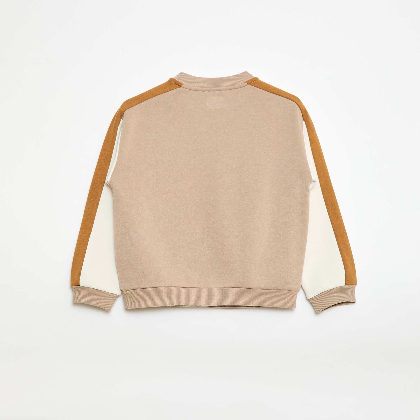 Color Block Crew Neck Sweatshirt BEIGE