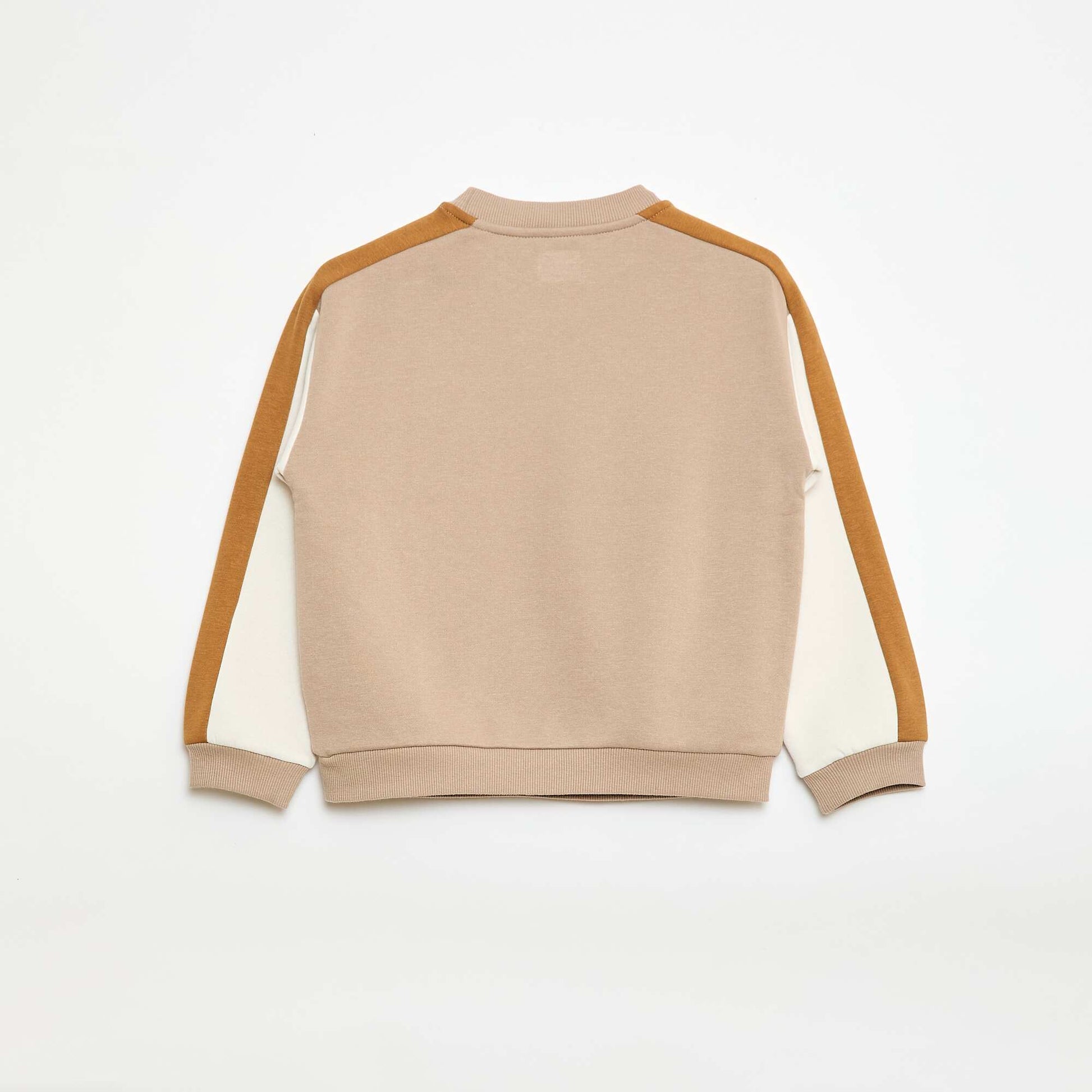 Color Block Crew Neck Sweatshirt BEIGE