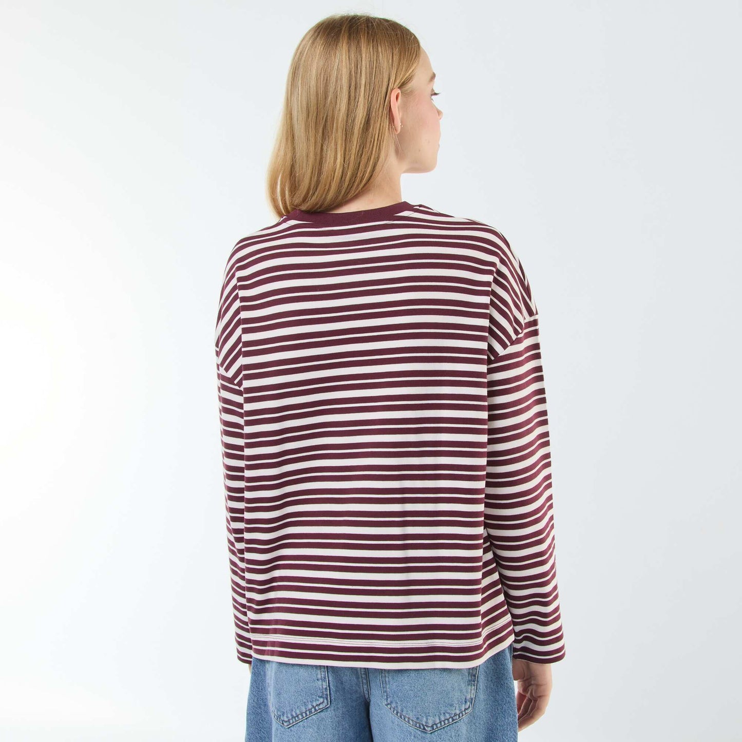 Striped T-shirt with long sleeves BROWN