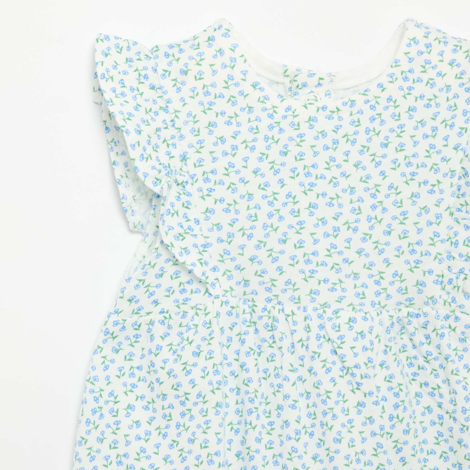 Printed Cotton Romper BLUE