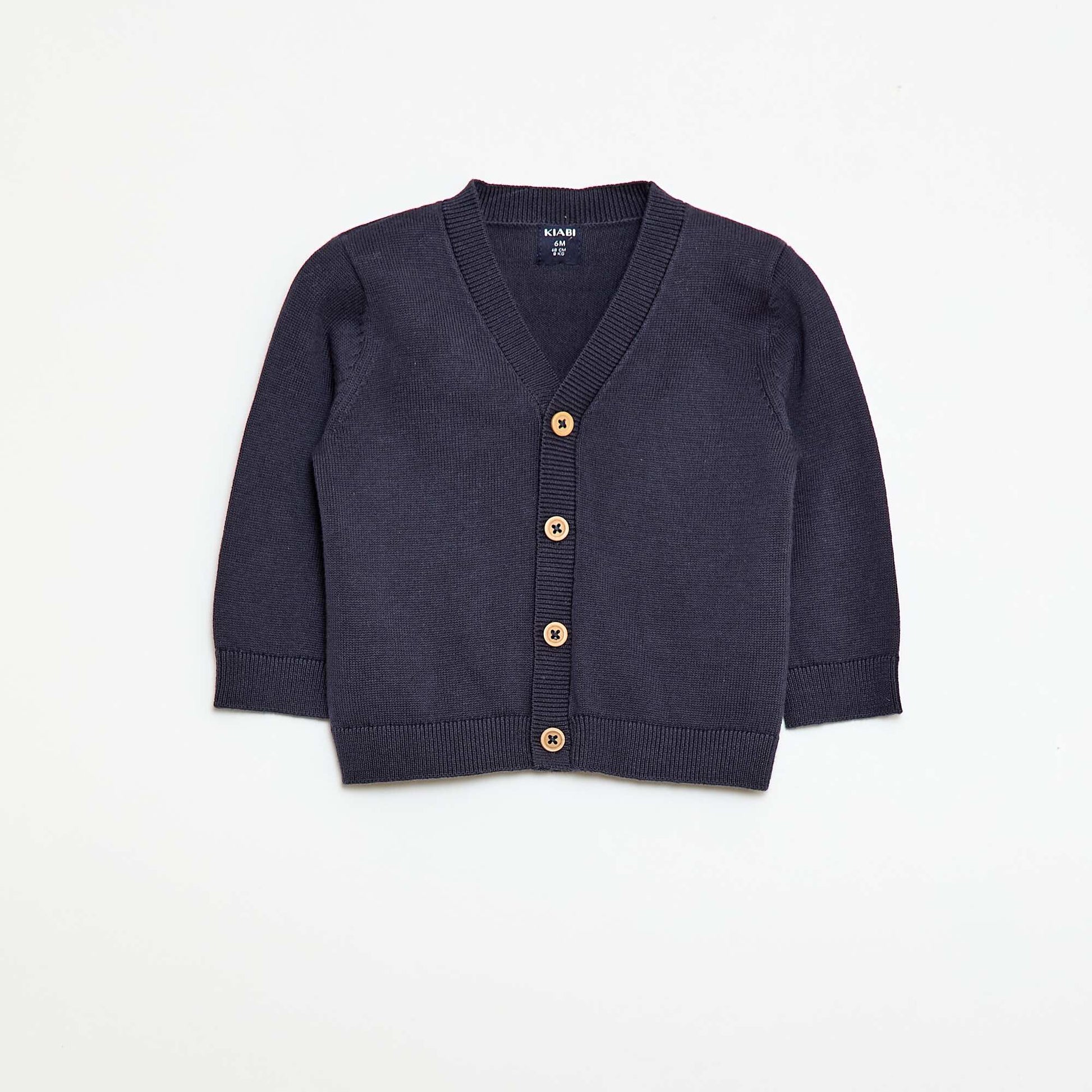 Fine knit V-neck cardigan BLUE
