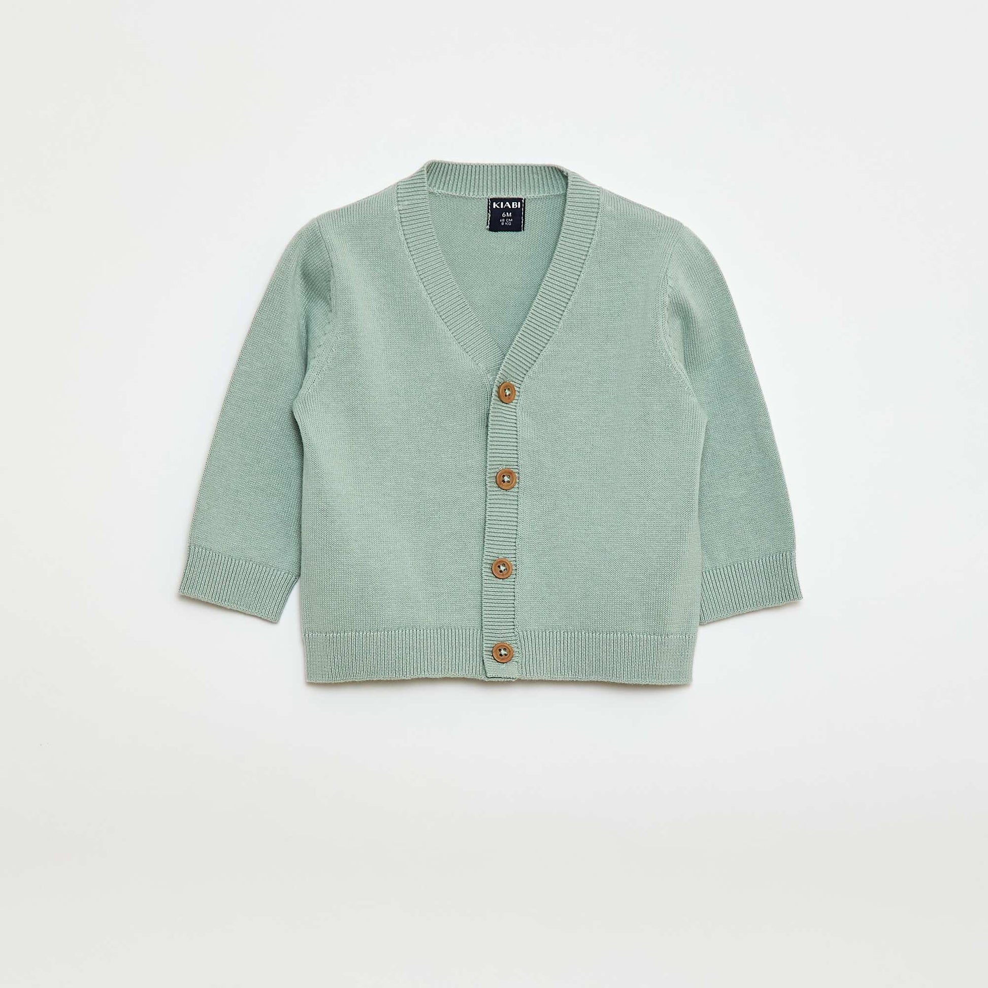 Fine knit V-neck cardigan GREEN