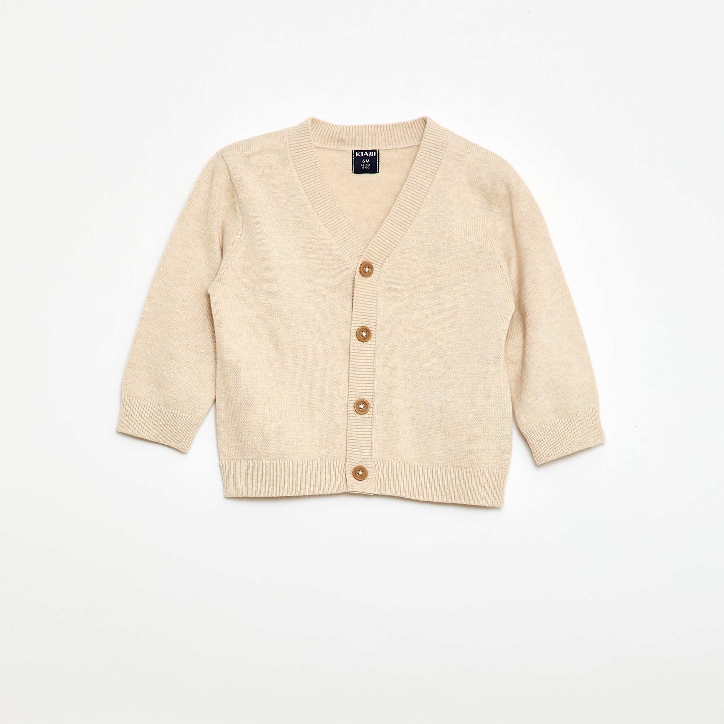 Fine knit V-neck cardigan BEIGE