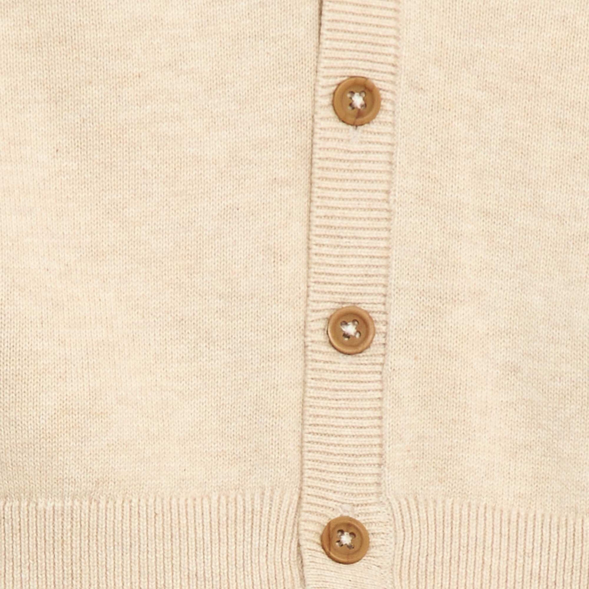 Fine knit V-neck cardigan BEIGE