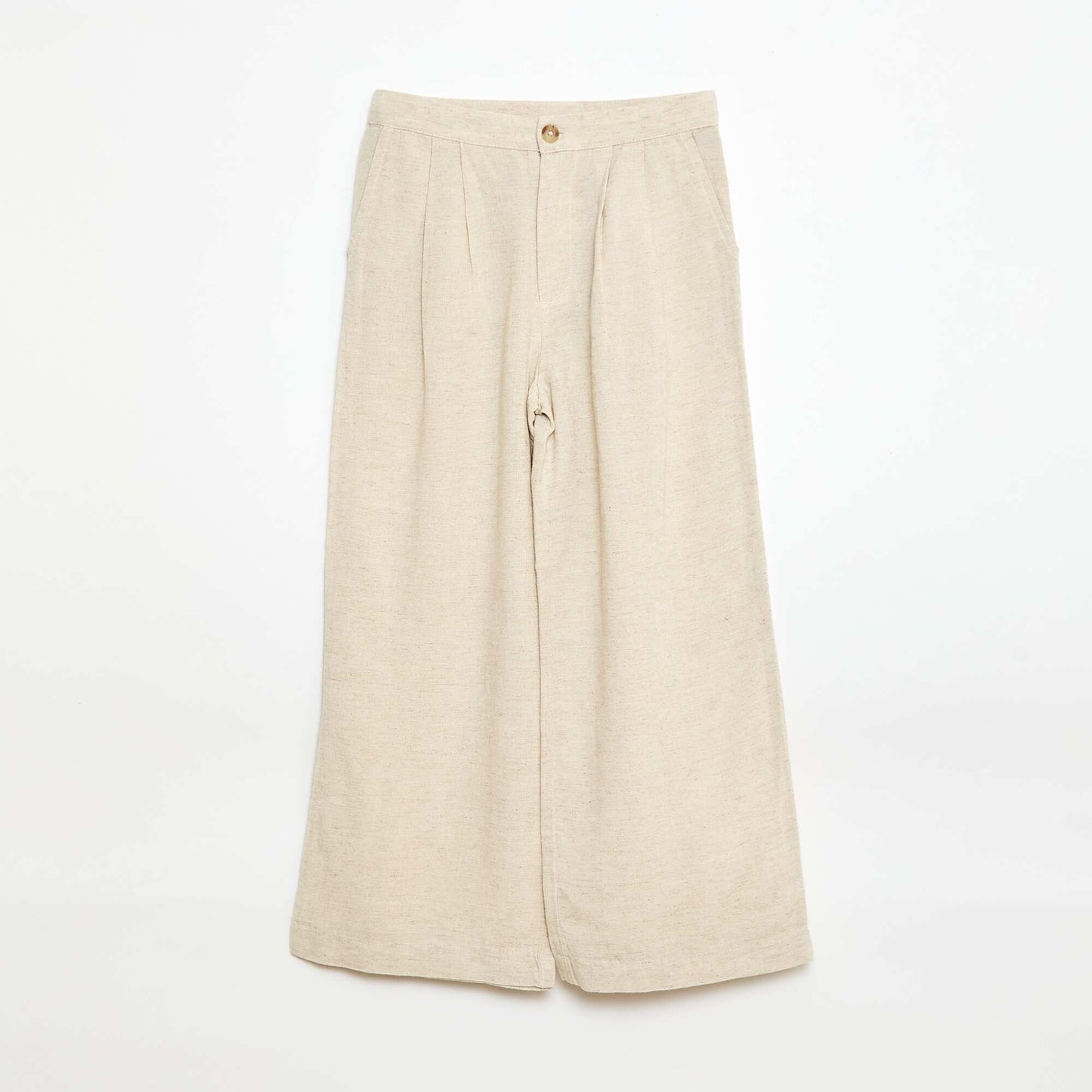 Wide-Leg Linen-Blend Trousers WHITE