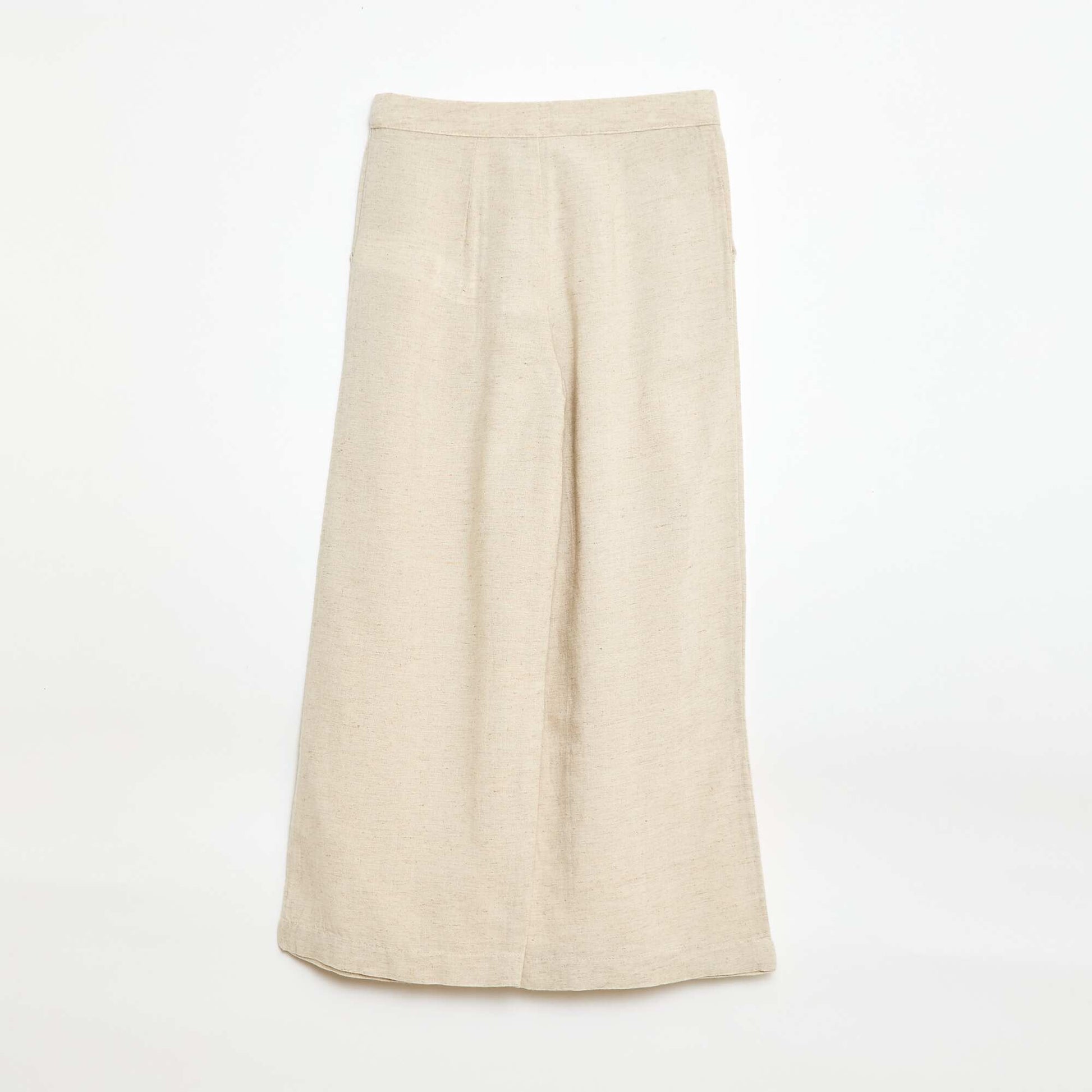 Wide-Leg Linen-Blend Trousers WHITE