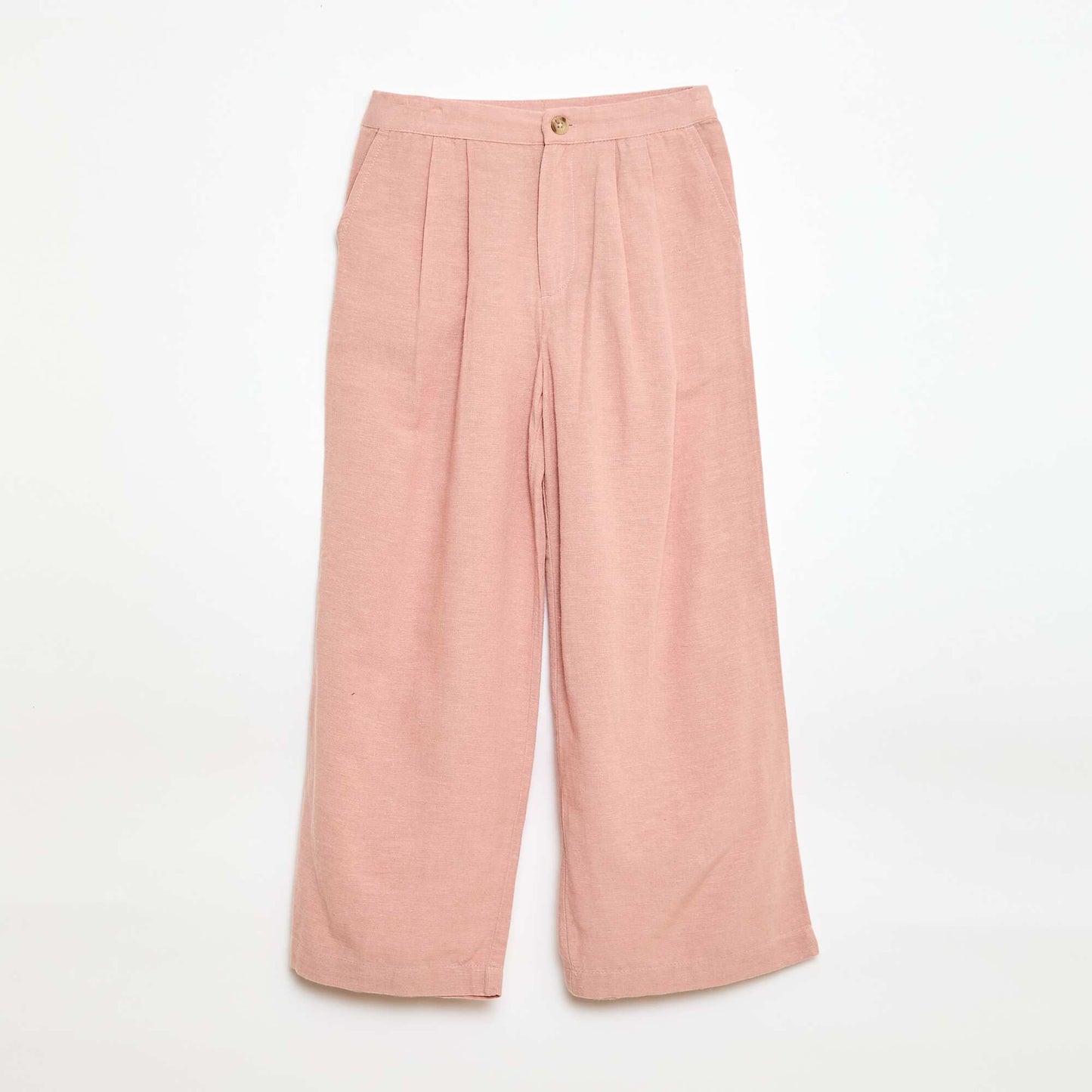 Wide-Leg Linen-Blend Trousers PINK