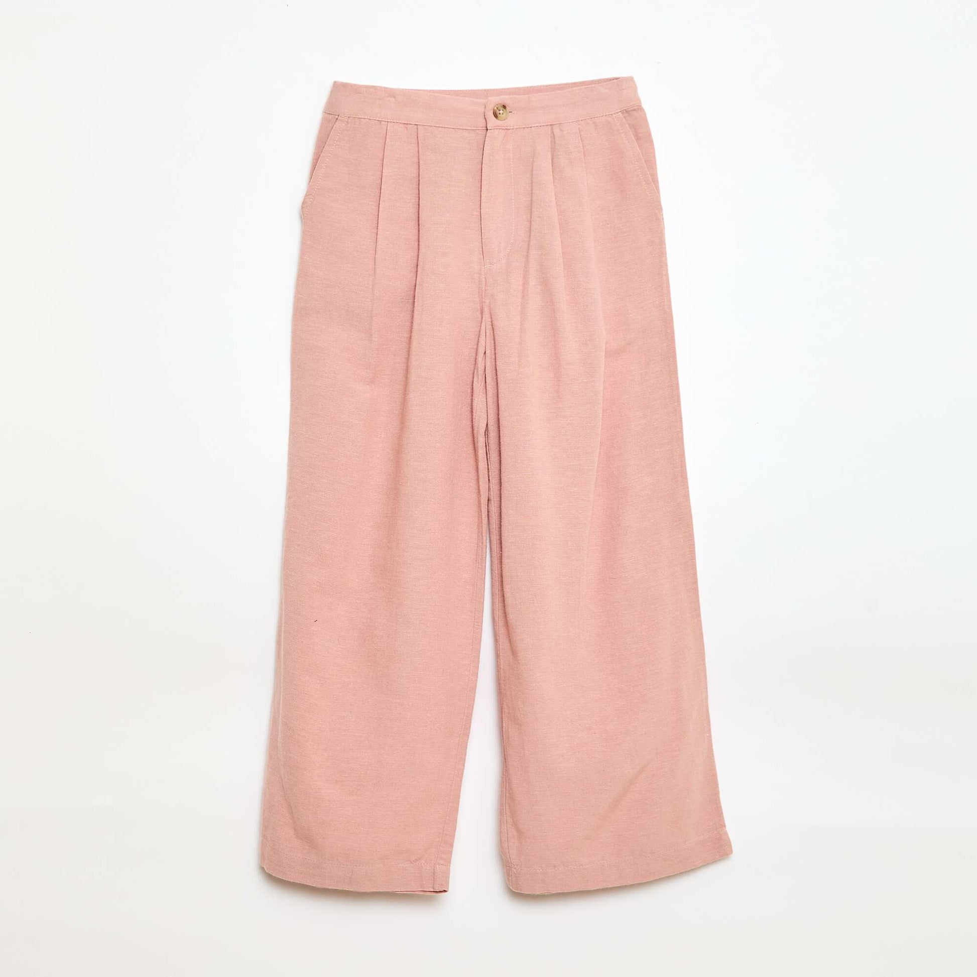 Wide-Leg Linen-Blend Trousers PINK