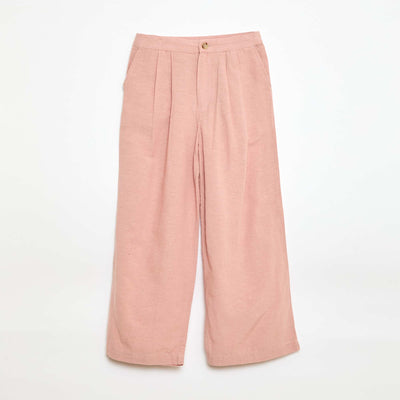 Wide-Leg Linen-Blend Trousers PINK