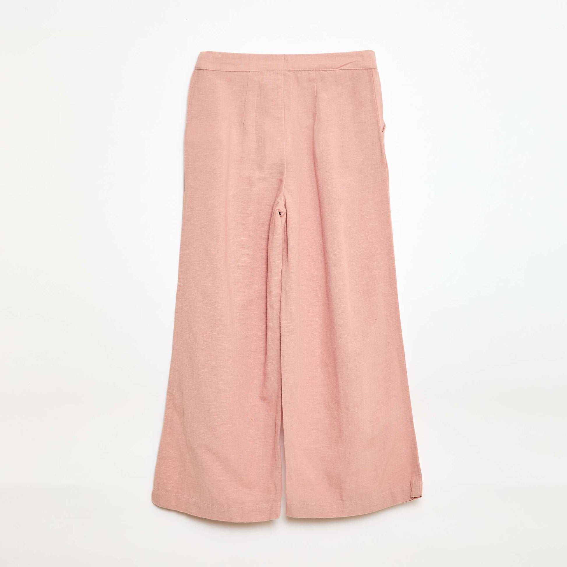 Wide-Leg Linen-Blend Trousers PINK
