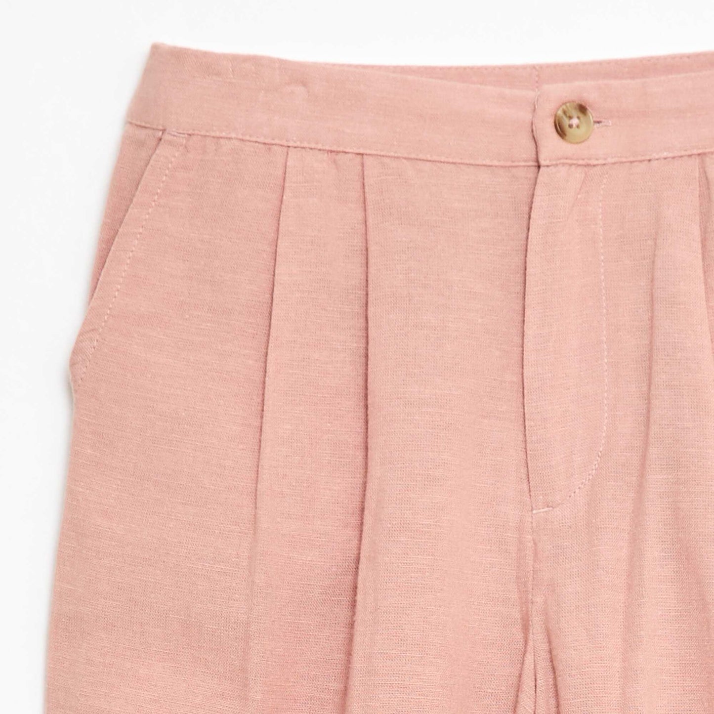 Wide-Leg Linen-Blend Trousers PINK