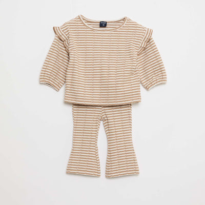 Two-Tone Sweatshirt & Leggings Set BROWN