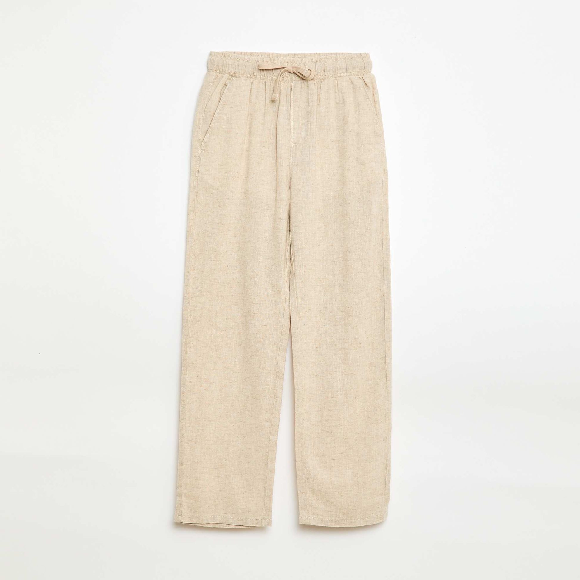 Regular Fit Linen Blend Trousers WHITE