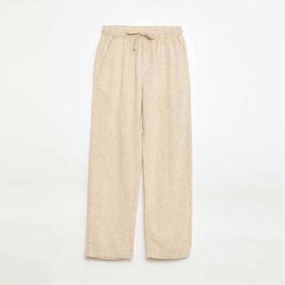 Regular Fit Linen Blend Trousers WHITE