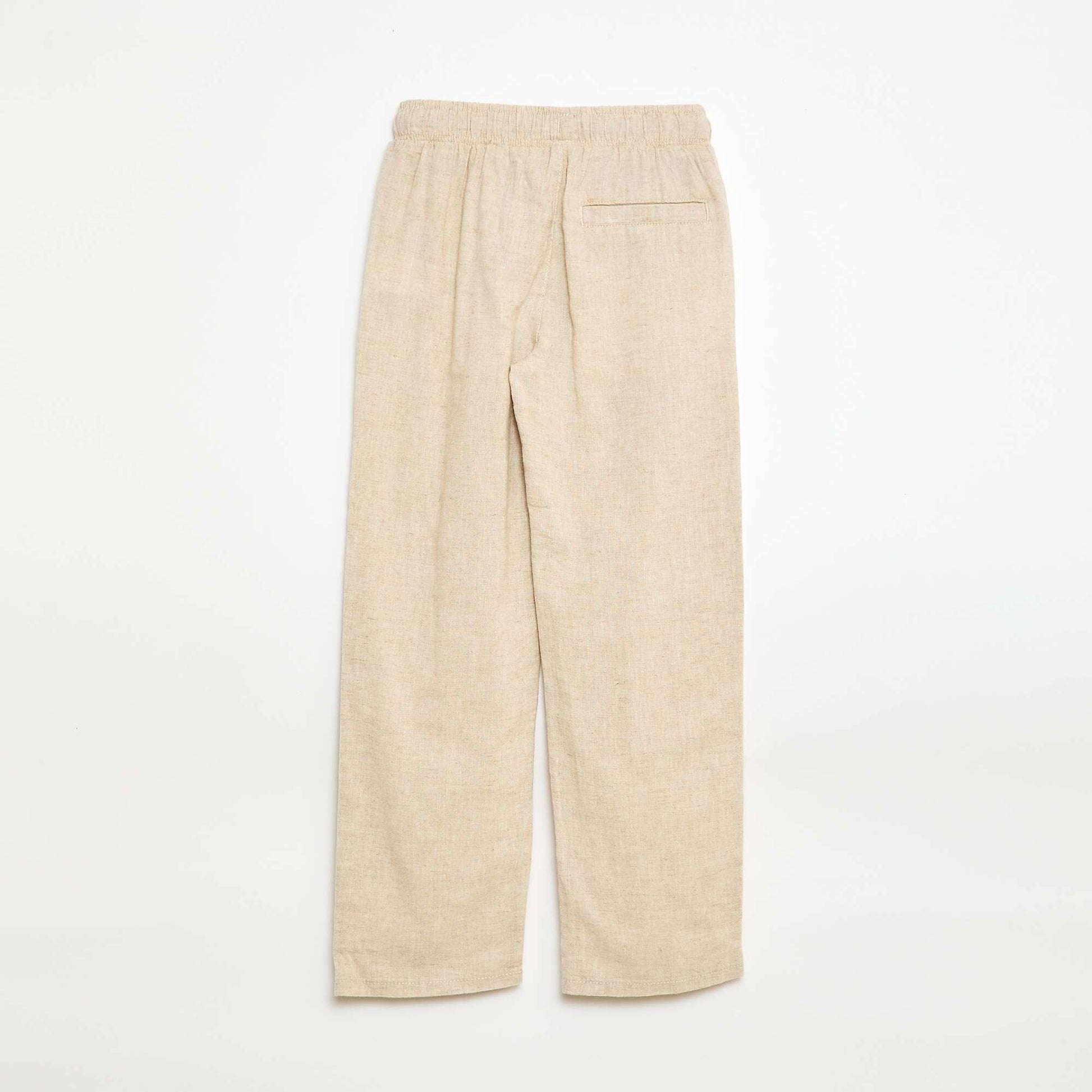 Regular Fit Linen Blend Trousers WHITE