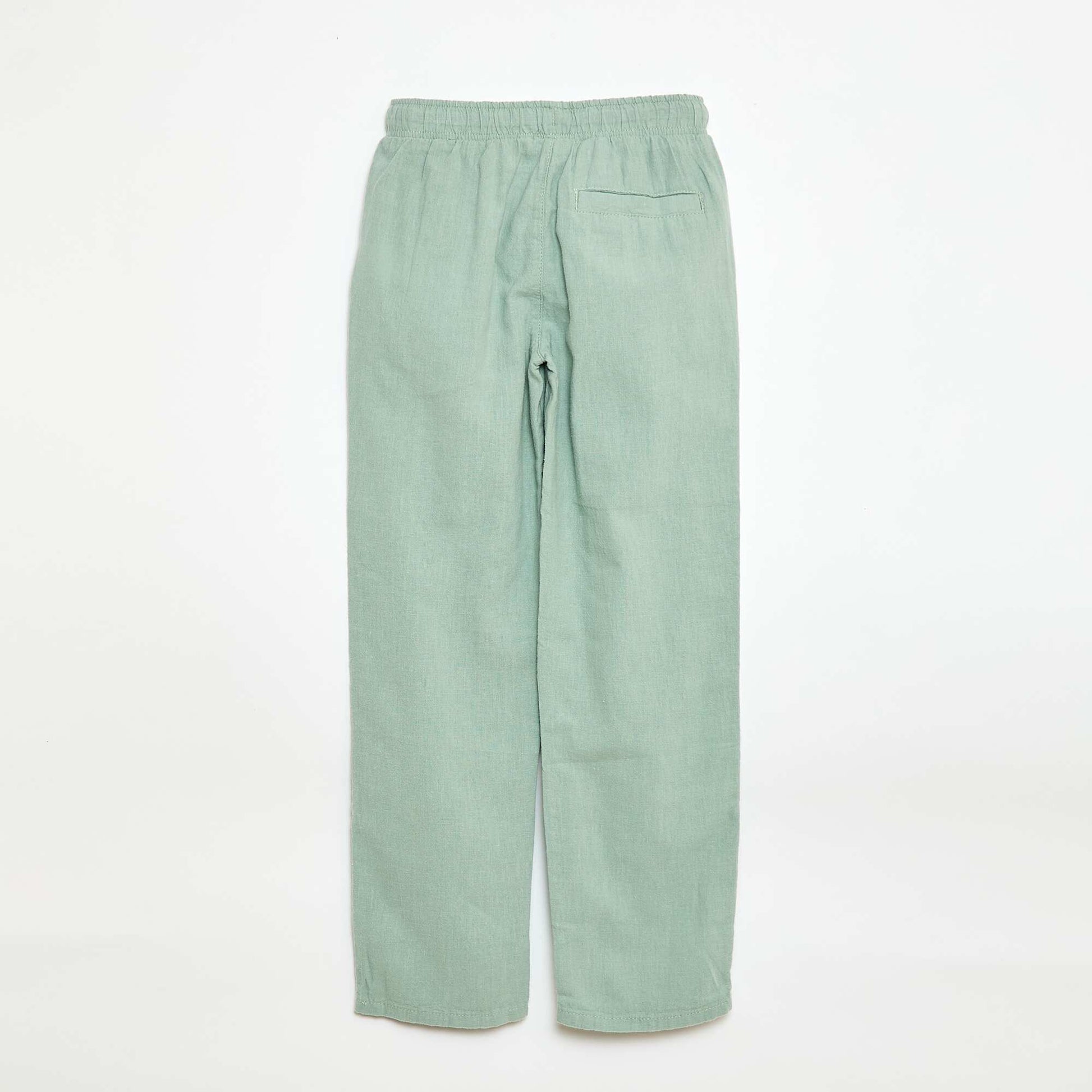 Regular Fit Linen Blend Trousers GREEN