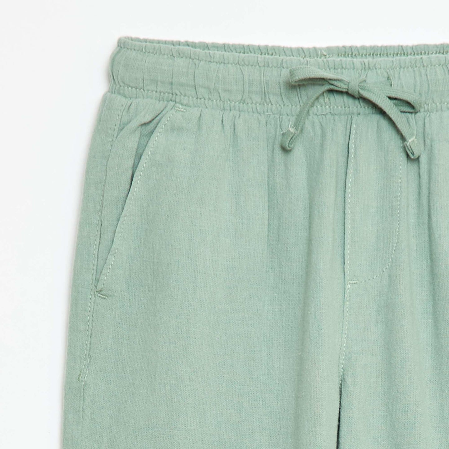 Regular Fit Linen Blend Trousers GREEN