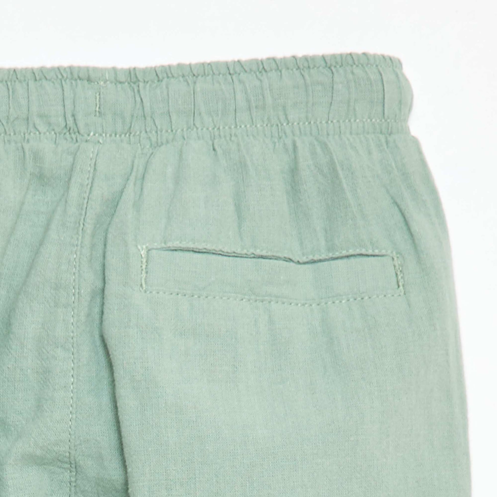 Regular Fit Linen Blend Trousers GREEN