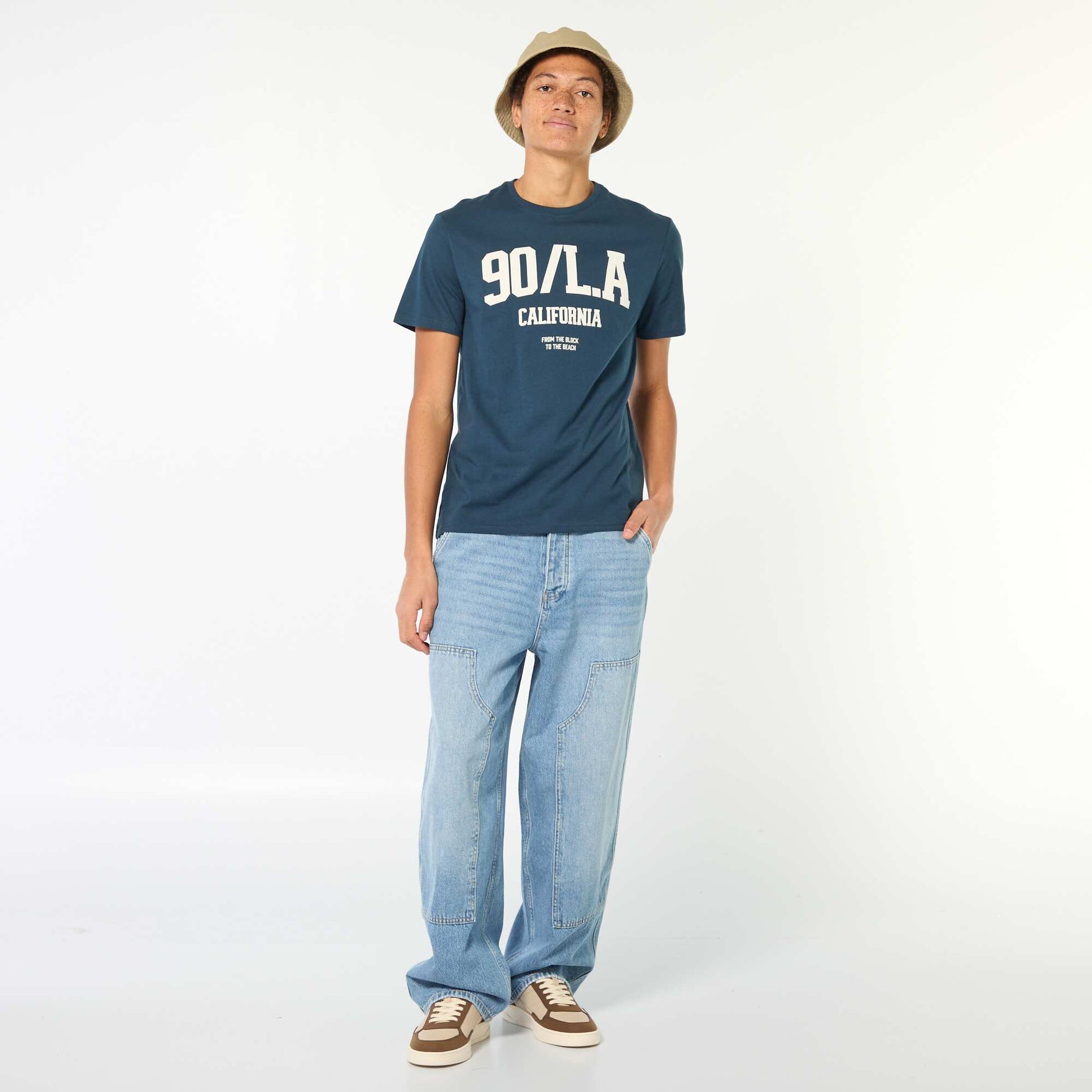 Printed Cotton Short-Sleeve T-Shirt BLUE