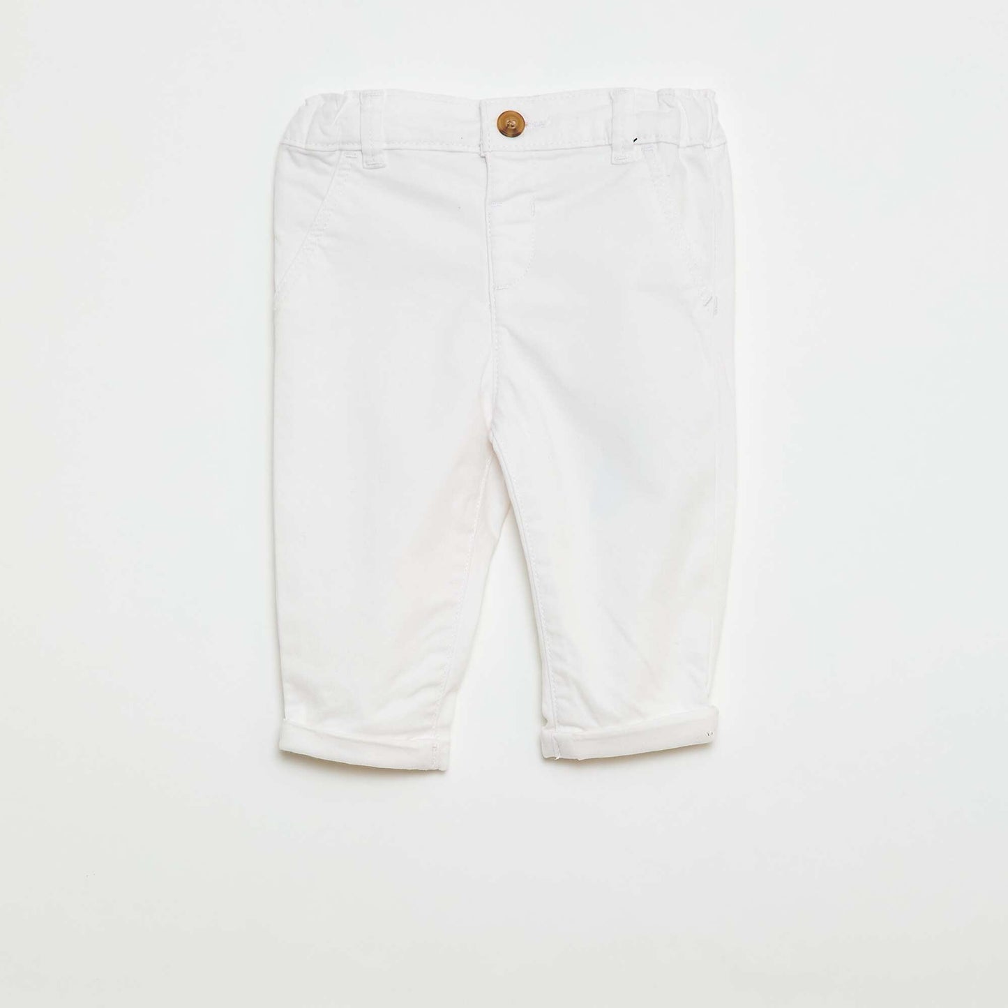 Stretch Cotton Straight-Leg Chinos WHITE