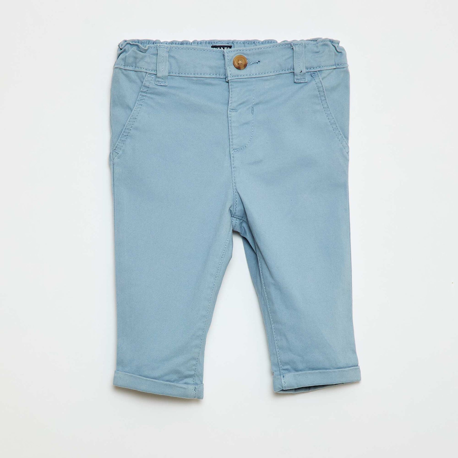 Stretch Cotton Straight Leg Chinos BLUE