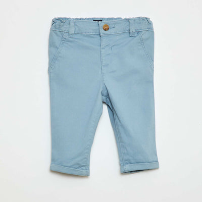 Stretch Cotton Straight Leg Chinos BLUE
