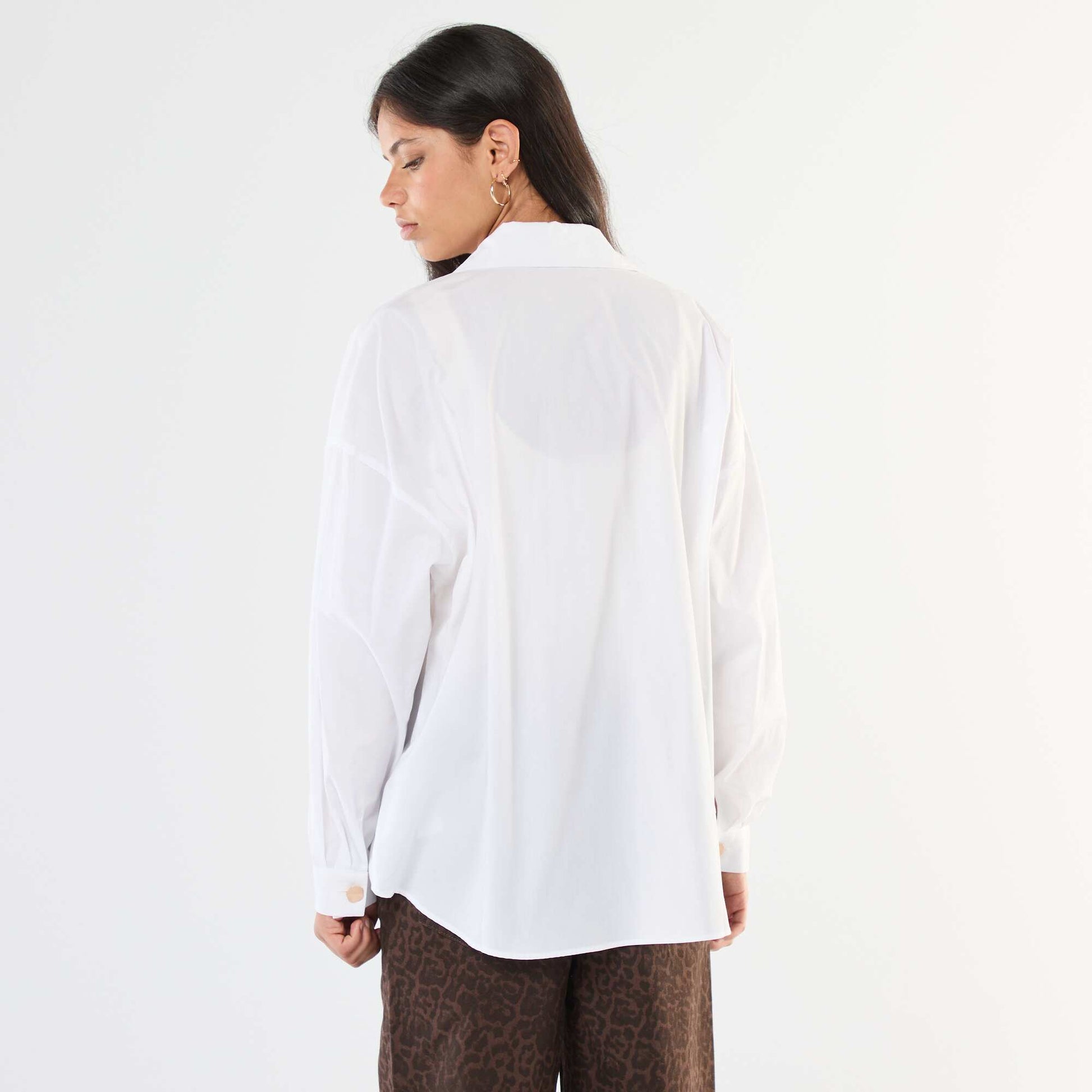 Oversized Shirt with Decorative Buttons WHITE