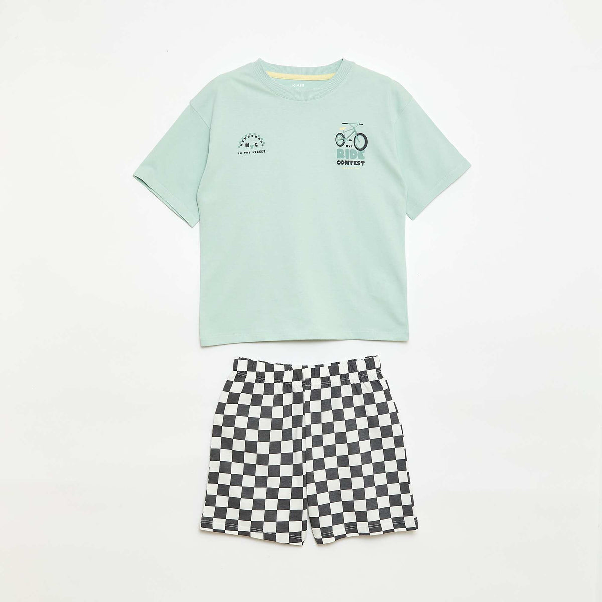 2-Piece Short Pajama Set: Tee + Shorts GREEN
