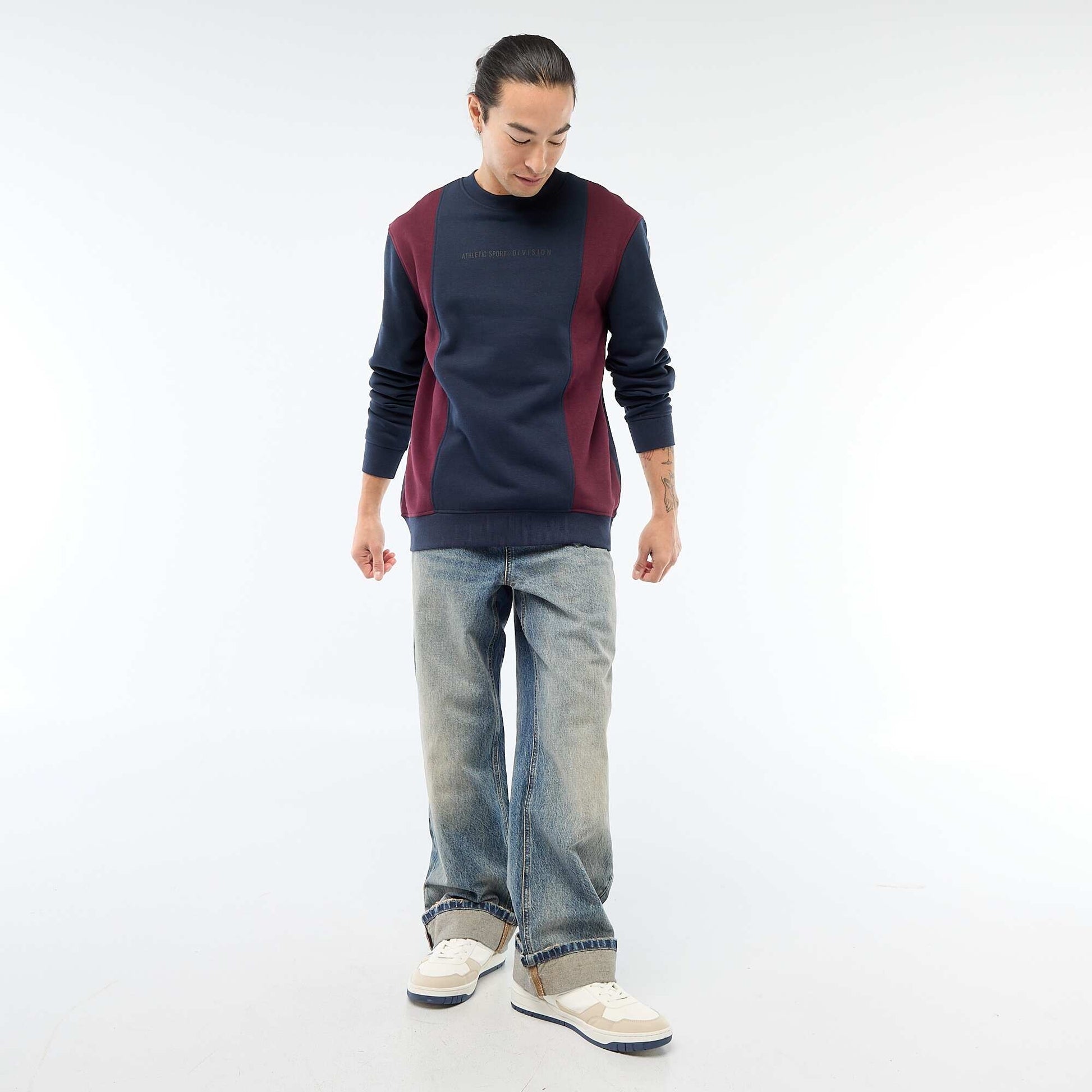 Colorblock Sweatshirt with Sportswear Style BLUE