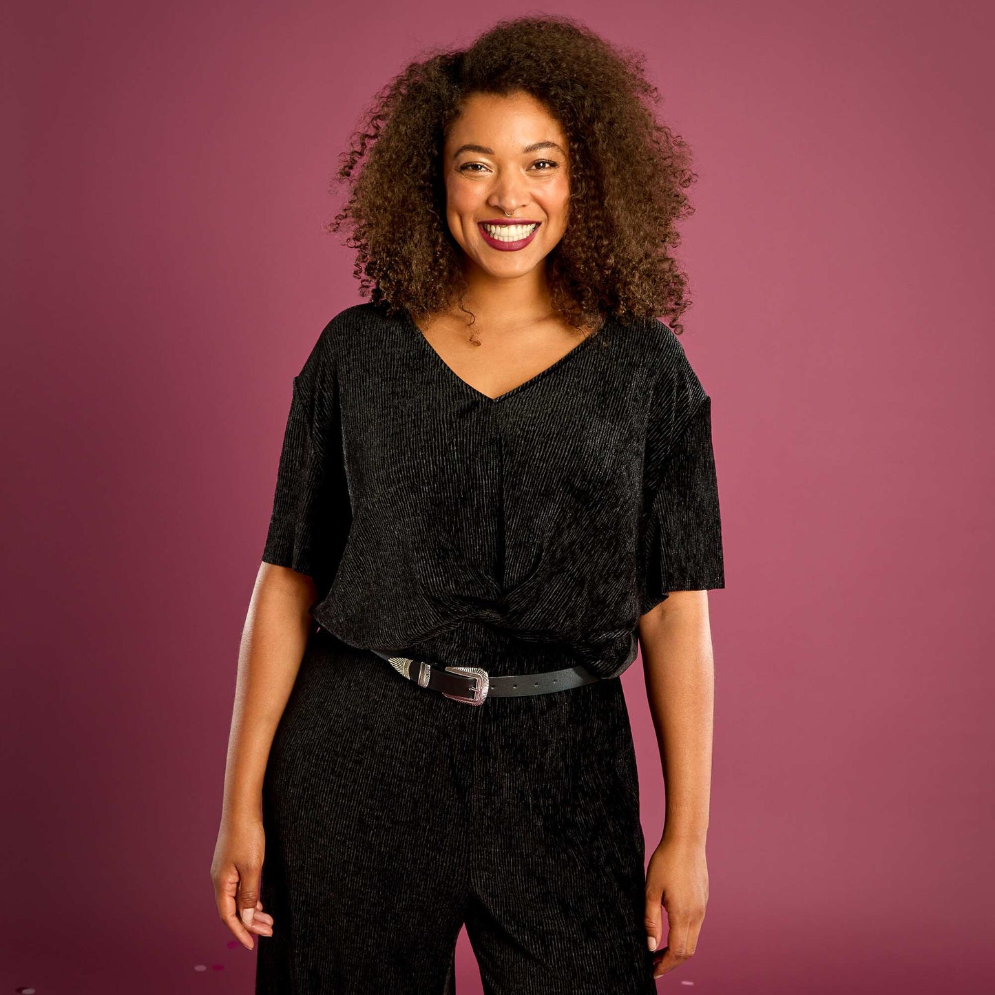 Short-Sleeve Corduroy T-shirt BLACK