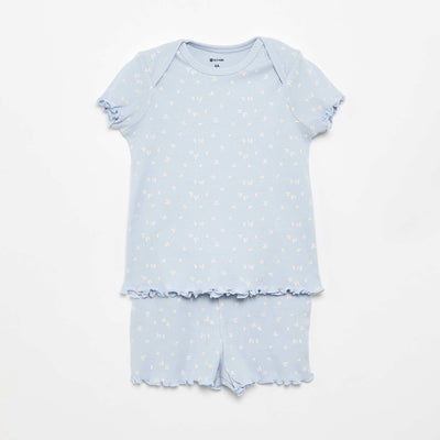 Short Pajama Set - T-shirt + Shorts - 2 Piece BLUE