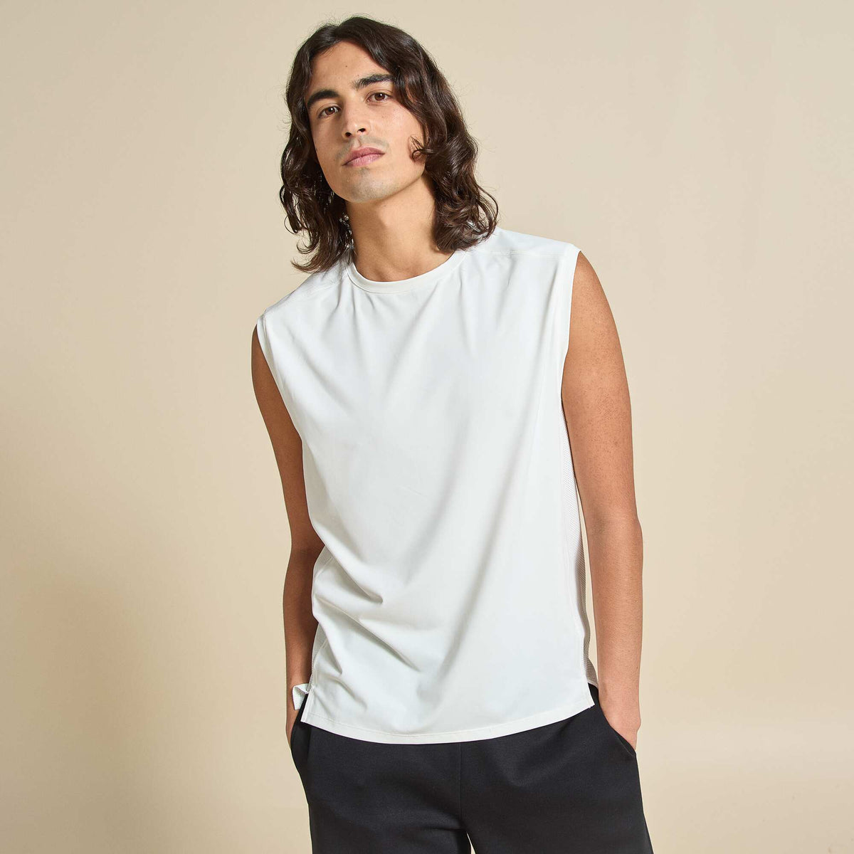 Sports Tank Top with Mesh Sides WHITE