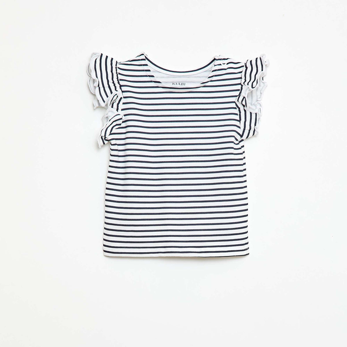 Ruffled Short-Sleeved Jersey T-Shirt WHITE