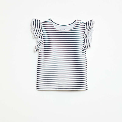 Ruffled Short-Sleeved Jersey T-Shirt WHITE
