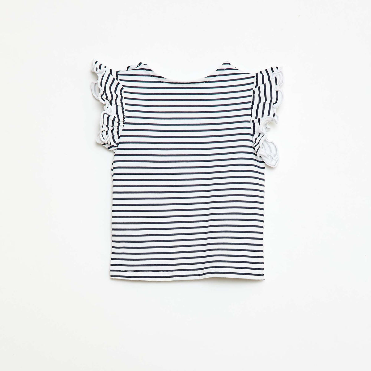 Ruffled Short-Sleeved Jersey T-Shirt WHITE