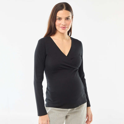 Ribbed Nursing T-shirt BLACK