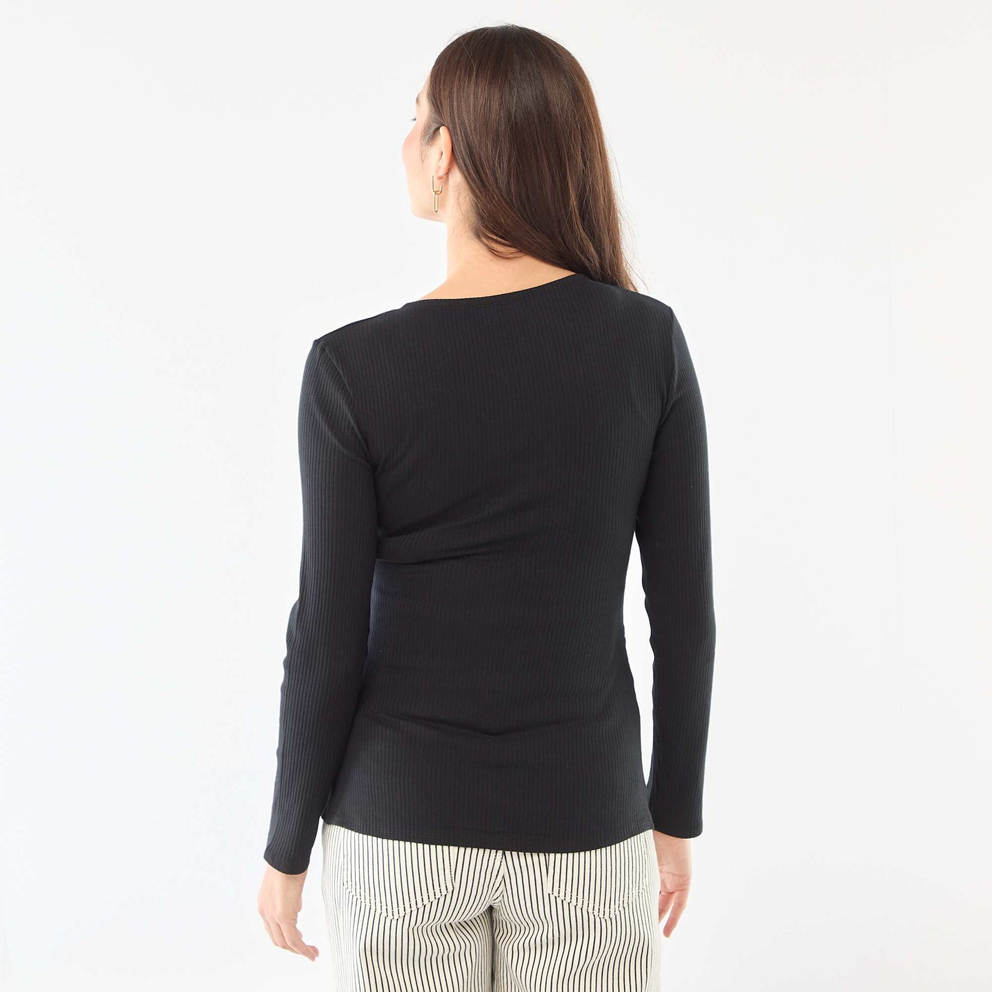 Ribbed Nursing T-shirt BLACK