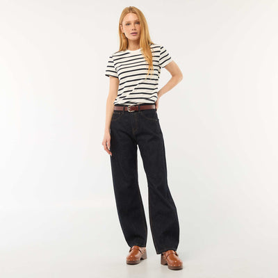Cotton Denim Barrel Leg Pants BLUE