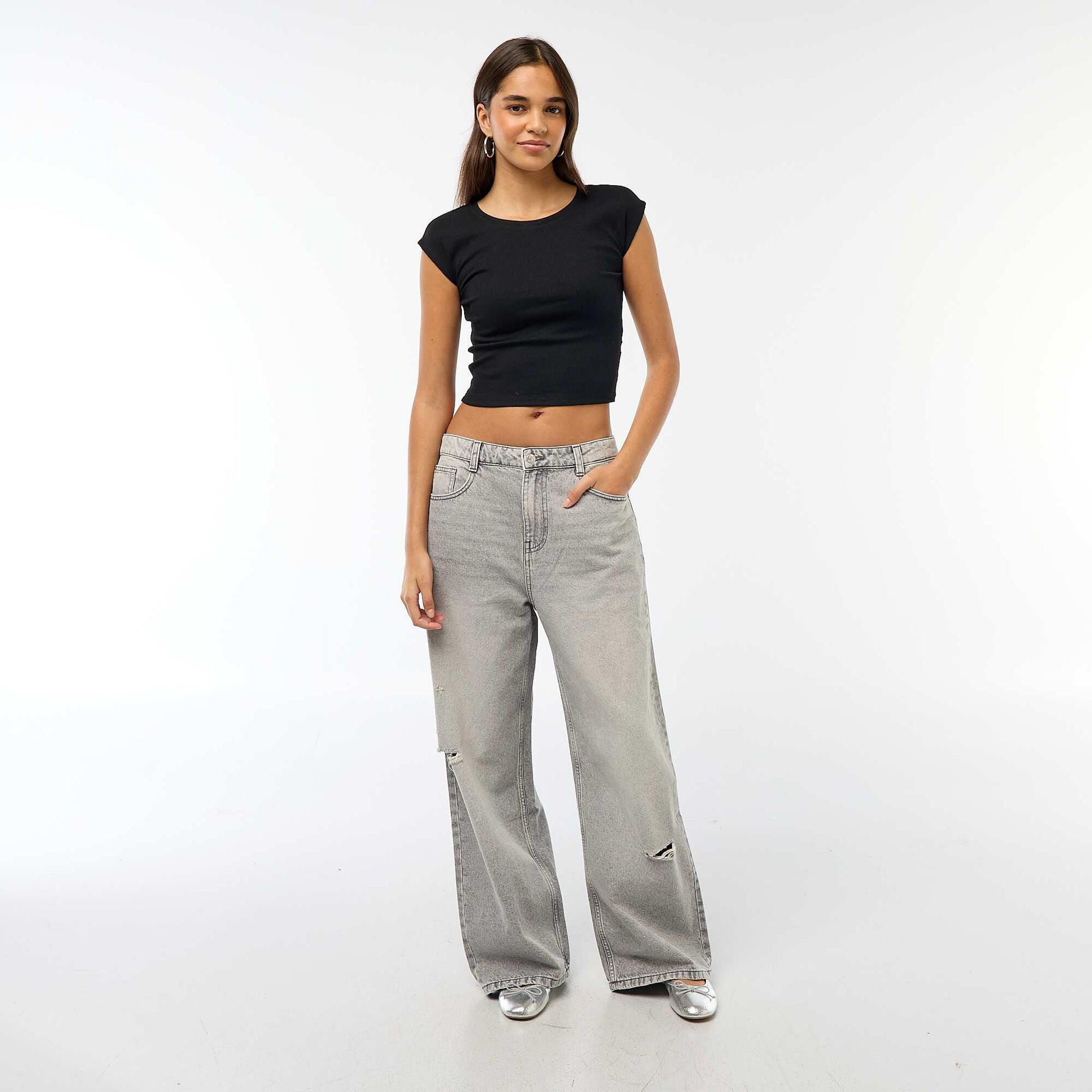 Low-Rise Baggy 5-Pocket Jeans GREY